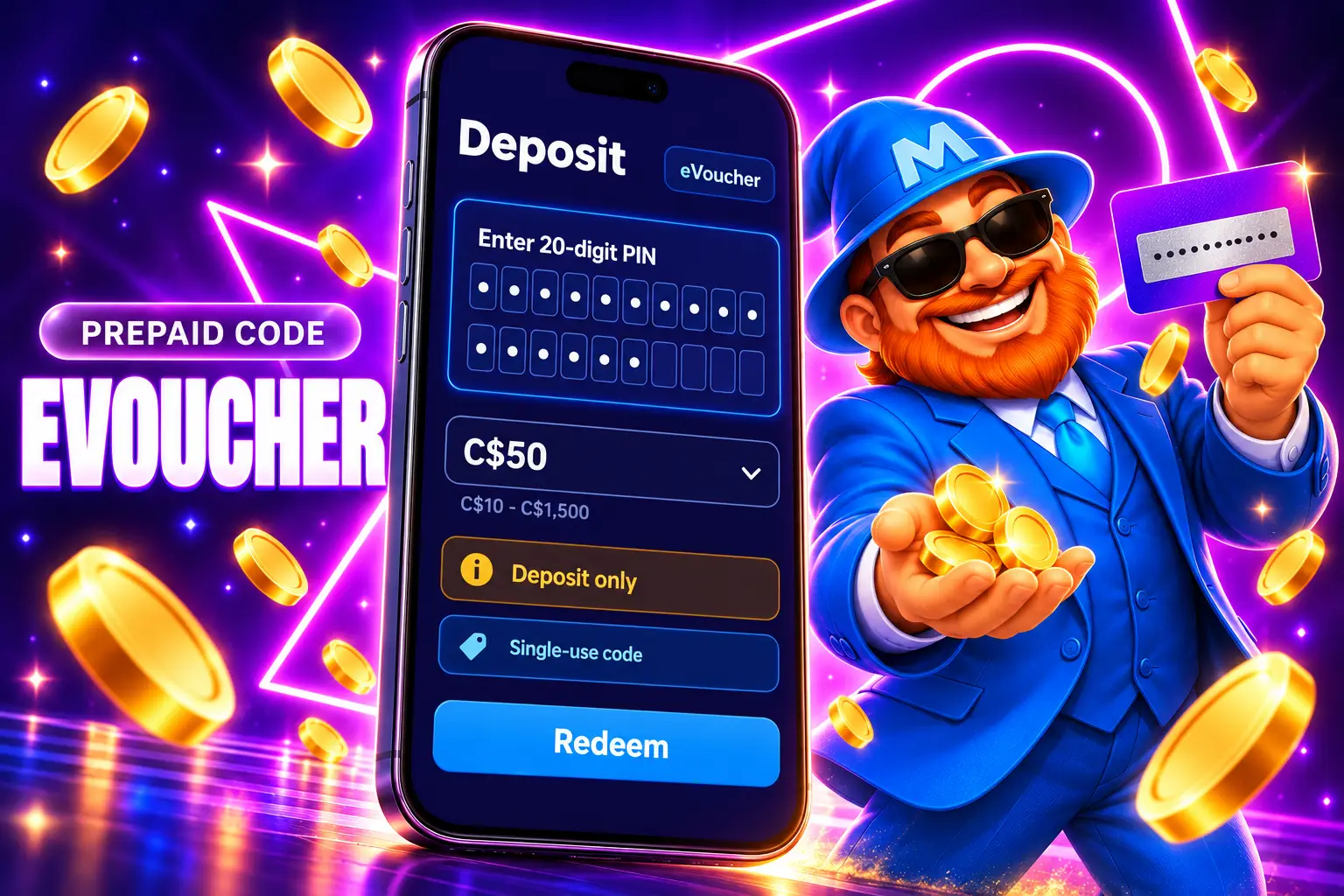 eVoucher by CashtoCode deposit option in a casino cashier for Canadian players