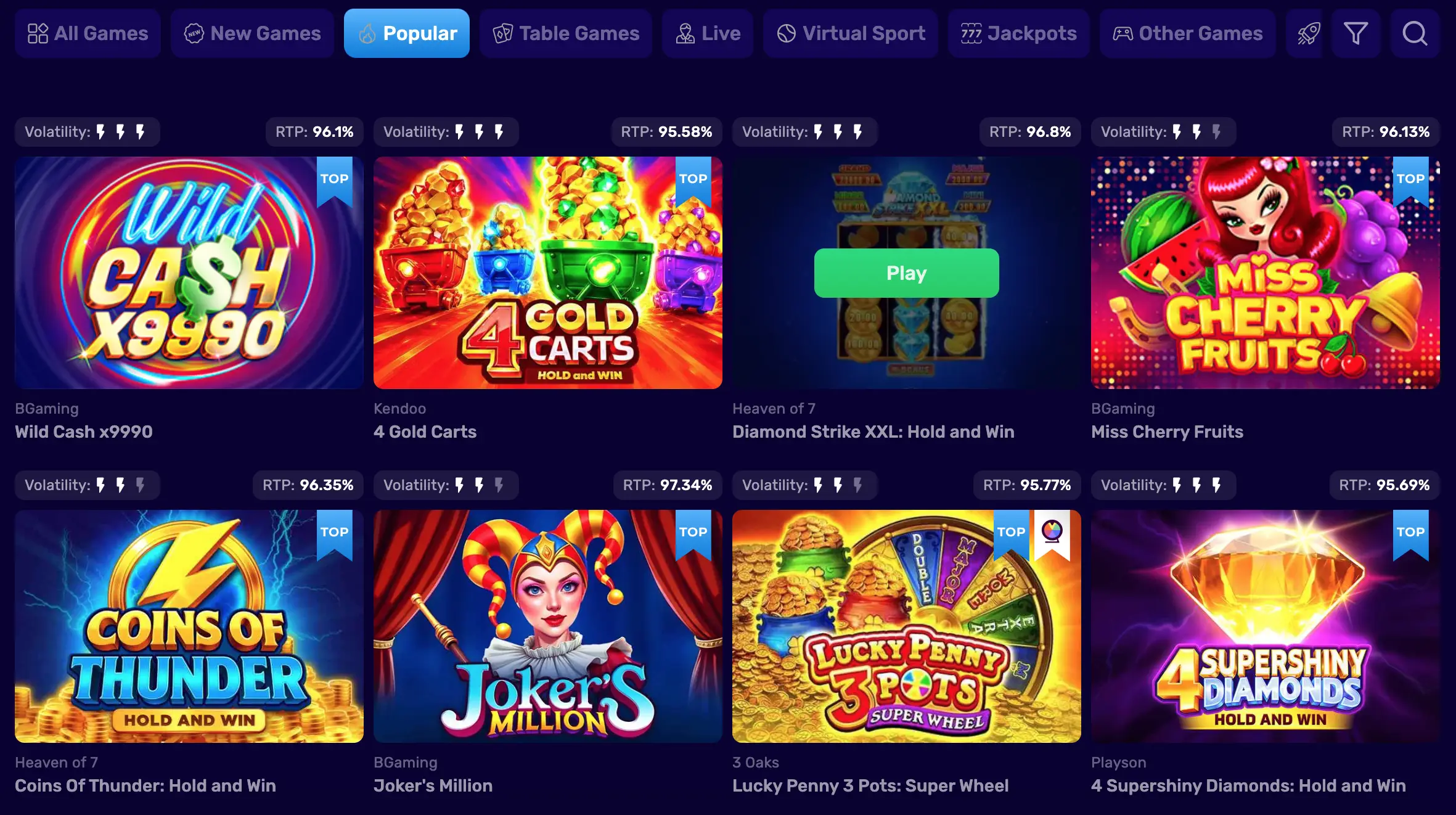 magic365 slots section in the lobby